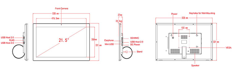 High Definition RK3399 21 Inch Android Tablet / All In One Touch Screen Computer