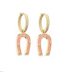 Enamel U Shape Gold Earrings Cute Contemporary OEM Gold Plated Hoop Earrings
