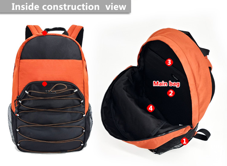 Fabric Soft Nylon Backpack Black Water Repellent For Outdoor Travel