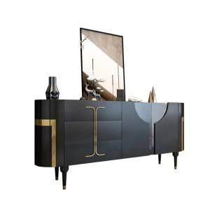 China Noble Black Luxury Sideboard Cabinets Titanium Enamel Stainless Steel Four Feet Custom wholesale