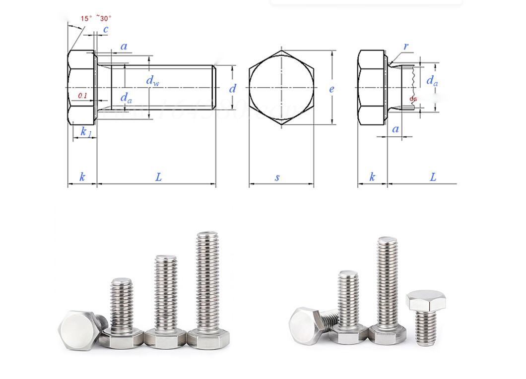 Hex Head Stainless Steel Bolts M14 Zinc Plated Hex Bolts Grade 8.8 DIN933