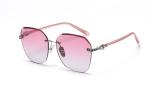 Gradient Shades Rimless Mirror Sunglasses UV 400 Protection Crystal Decoration