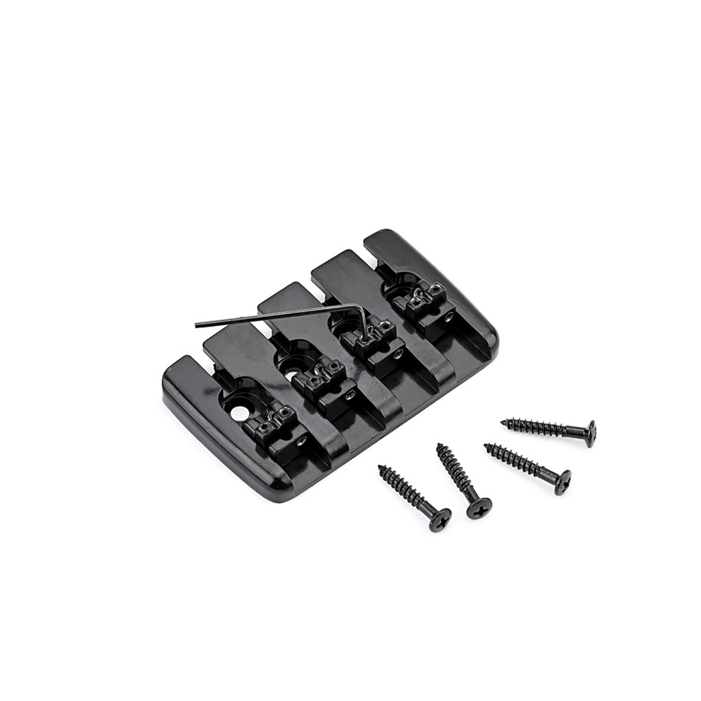 4 Strings Fixed Bass Bridge With Screws Wrench Top Load Tailpiece For For Electric Bass Guitar