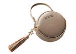 Small Round Pu Leather Bag Fashion Hand Take Change Card Package With Tassel