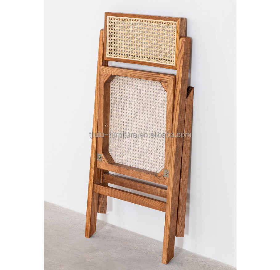 Modern Wood Chair Natural Rattan Solid Wood Folding Chair For Events With And Mail Packing Y