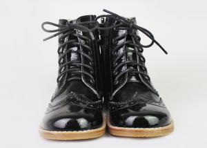 China Waterproof Zipper Patent Leather Baby Walking Shoes Anti Slippery Autumn / Winter wholesale