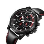 Multifunctional Breathable Leather Strap 47mm Precision Quartz Watch