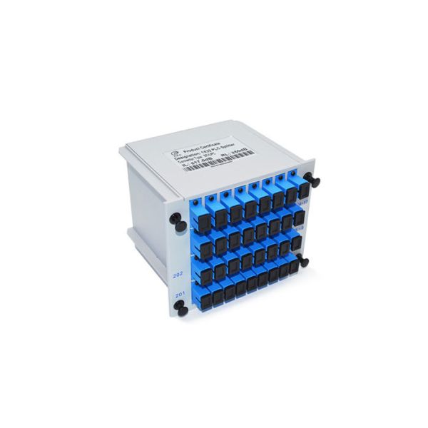 Cassette Card Inserting Fiber Optic PLC Splitter 1x16 1X32 Modular design With Low PDL