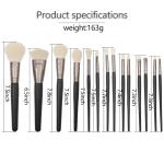 Wood Handle Black 14Pcs Private Label Makeup Brush Set 19.6*1.7cm