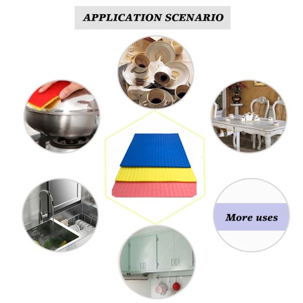 Customizable Compostable Cellulose Sponge Cloth for Kitchen Cleaning
