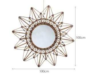 China Natural Handmade Decorative Wall Rattan Mirror Modern Luxury home decorations willow wicker Mirror wholesale