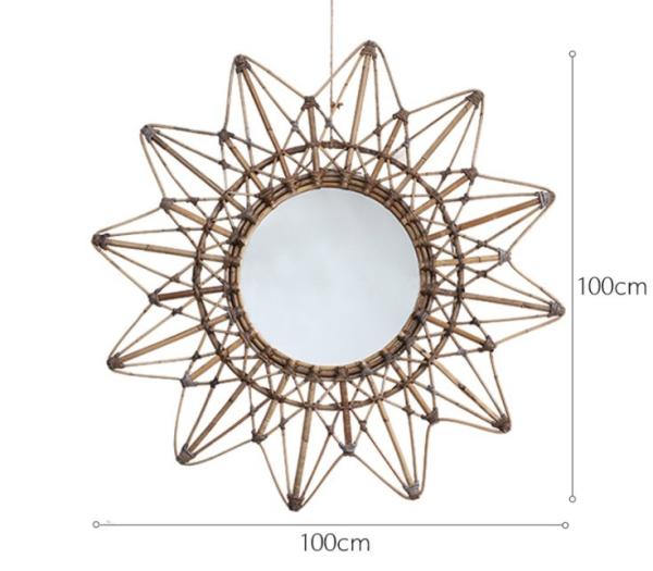 Natural Handmade Decorative Wall Rattan Mirror Modern Luxury home decorations