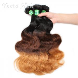 China Three Tone Natural European Remy Hair Extensions Double Drawn Weft wholesale