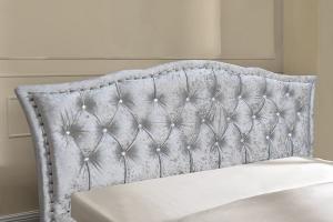 China Luxurious King Size Velvet Fabric Bed Frame With Tufted And Crystal Headboard wholesale