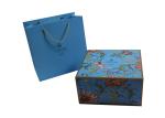 Blue Paper Bag For Shopping Embossing and Debossing Finishing