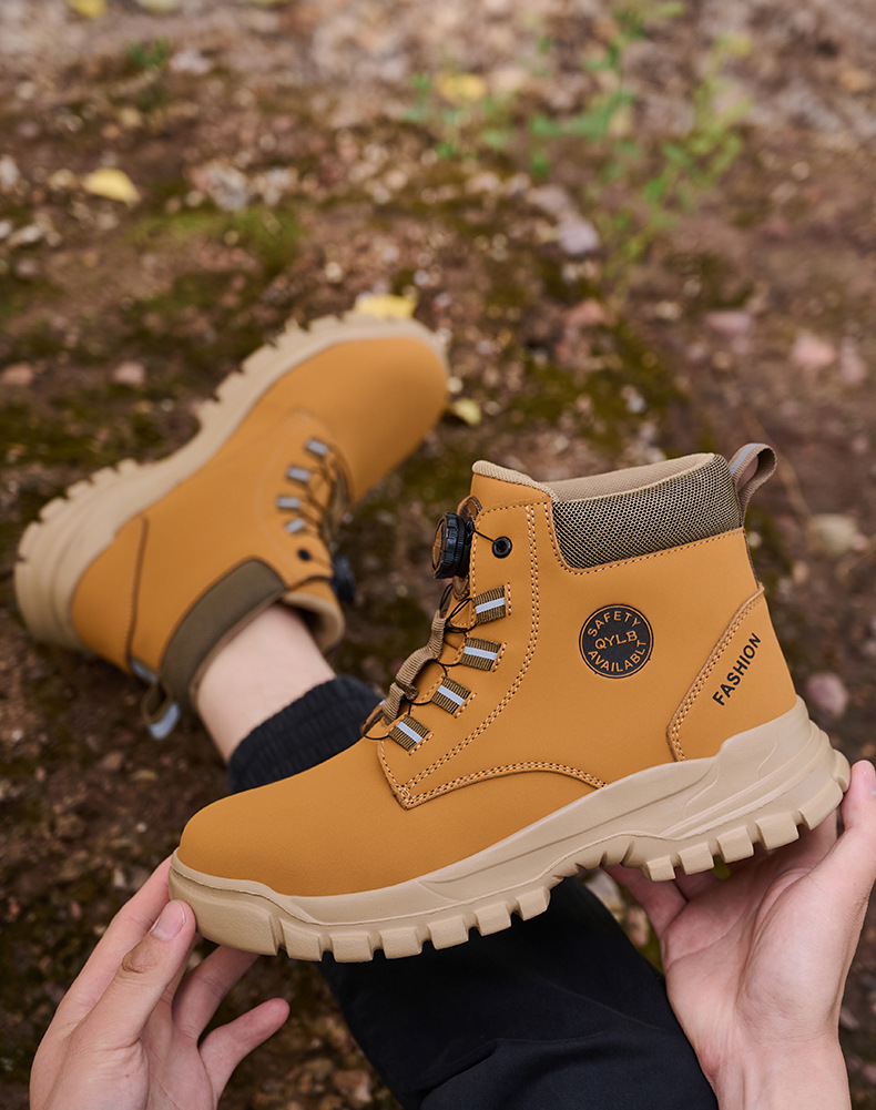 Wheat Security Work Boots Microfiber Leather Safety Boots With Stab-smash Steel Toe Kevlar Midsole And EVA Sole