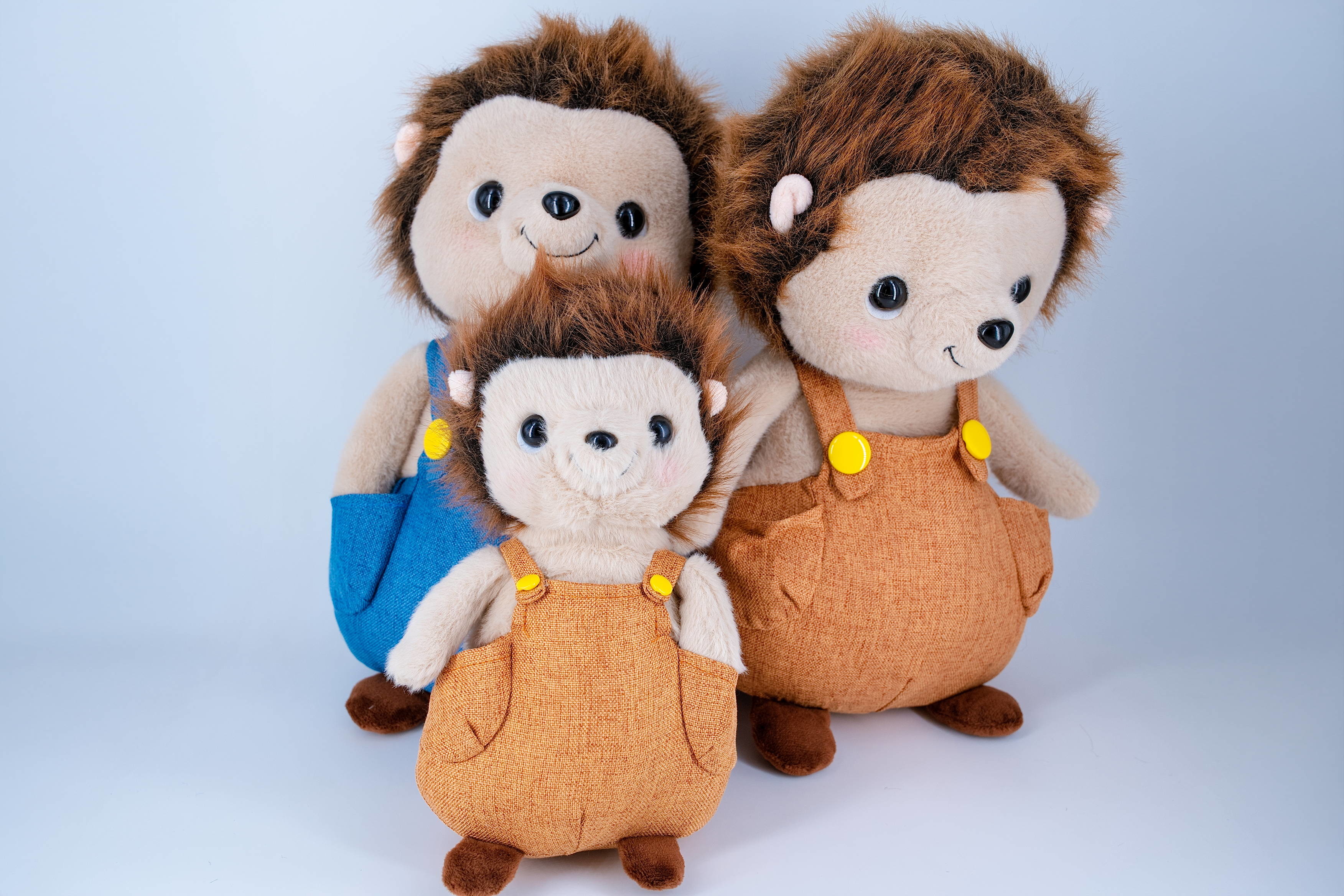 Family Of Three Soft Toy Hedgehog Stuffed Animal Customized Colour Embroidery Logo