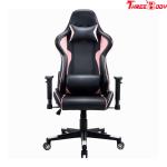 High Back Black And Pink Gaming Chair , Swivels 360 Degrees Pu Leather Office