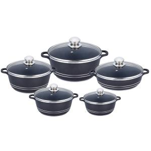 China Home Kitchen Aluminum Cookware Set 10 Pieces With Tempered Glass Lid wholesale