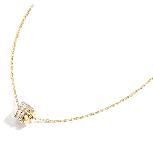 Micron Pave Cubic Zirconia Pendant 18K Gold Circle Necklaces For Women