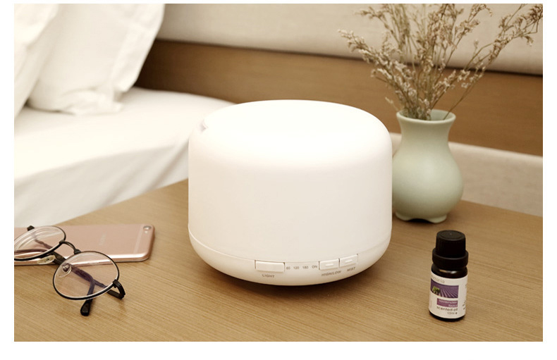 500ml Ultrasonic Aromatherapy Machine Cool Mist Maker Quiet Design Essential Oil Diffuser with Colorful Night Light