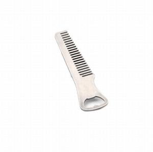 China Custom cool innovative men gift, engrave logo stainless steel credit card size wallet beard comb bottle opener wholesale