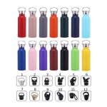 Leather Top Handle Insulated Drinks Bottle Double Wall Type