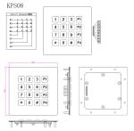 IP68 waterproof stainless steel brushed metal keypad with 16 key buttons for
