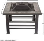 Wood Burning Barrel Outdoor Gas Firepit Garden 30'' Marble Tile Brazier