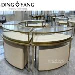 Beautiful Round Glass Jewelry Display Showcase With Low Power Consumption Lights