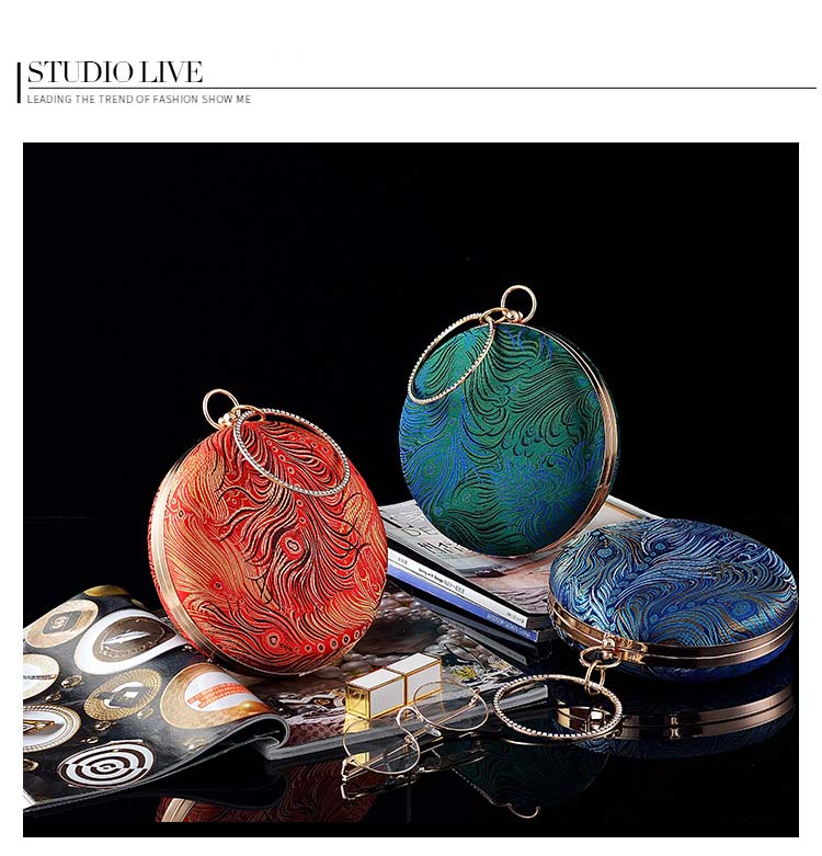Round Ball Gold Glitter Crystal Luxury Hand Purse Diamond Metal Woman Ball Clutch Bag