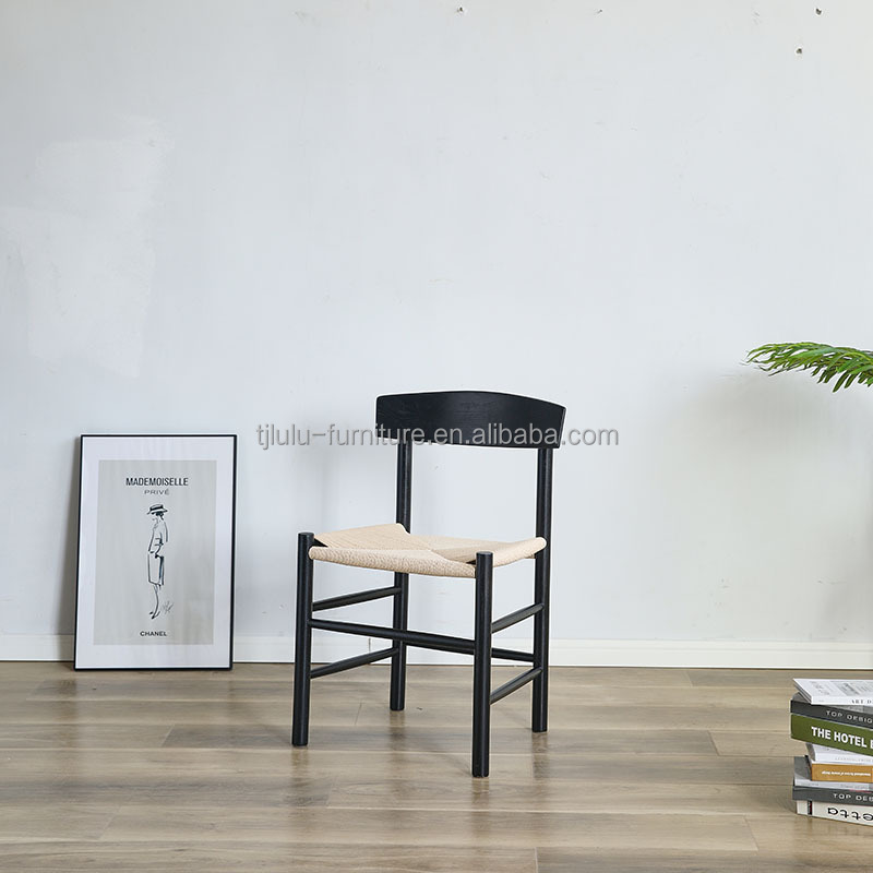 Modern Dining Room Furniture Woven Cord Solid Wood Dining Chair for Restaurant