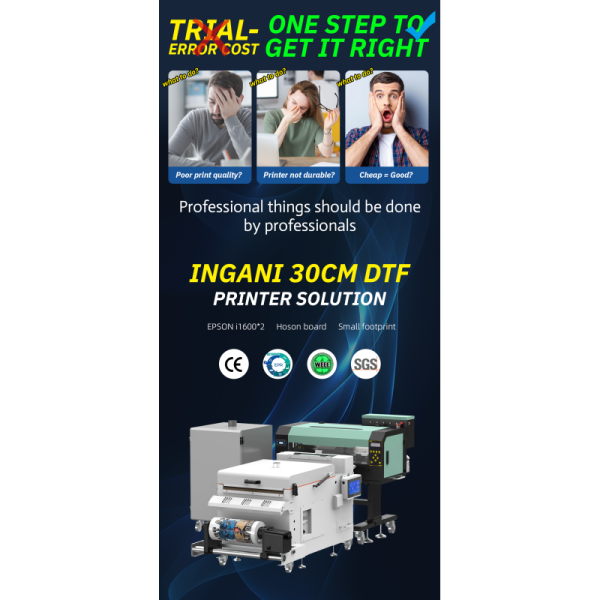 Ingani Dtf 30cm Printer With Shaker 2 Head Dtf Printer With Xp600 or I1600 Head
