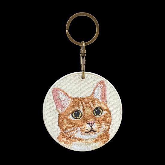 Realistic Ginger Cat Keychain - Hand-Embroidered Fur Details + Rust-Proof Ring +