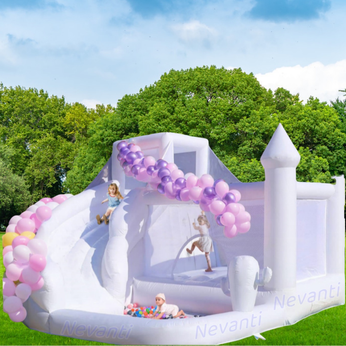 Customized Size Unisex Inflatable White Bouncer with Slide and Ballpit 2024 Edition