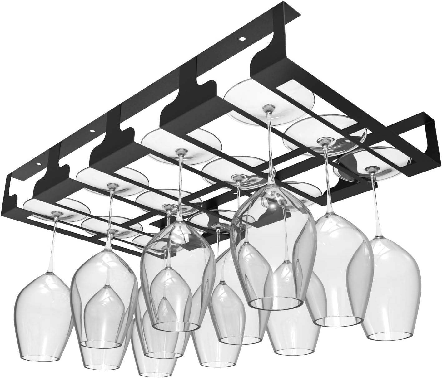 Metal Hanging Wine Glass Holder for Bar Kitchen Under Cabinet Stemware Organizer