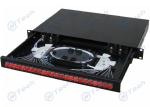 FC 1U 24 Fiber Optic Patch Panel Black Color Clamp Seal Ring Adjustable