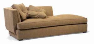 China Khaki Color Living Room Chaise Lounge Sofa With Cushion / Wood Frame wholesale