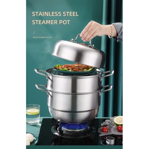 Hot Selling OEM Kitchen Cookware Cooking Pot 2 layer Kitchenware Soup Pot Stainless Steel Thickened Steamer Pot
