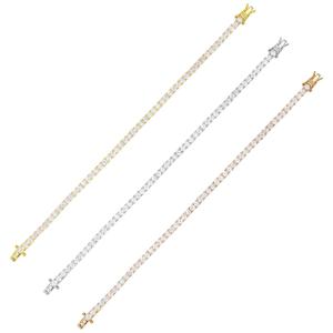 China Hot Item 925 Sterling Silver Plating Gold 3mm Cubic Zirconia Tennis Bracelet For Women wholesale