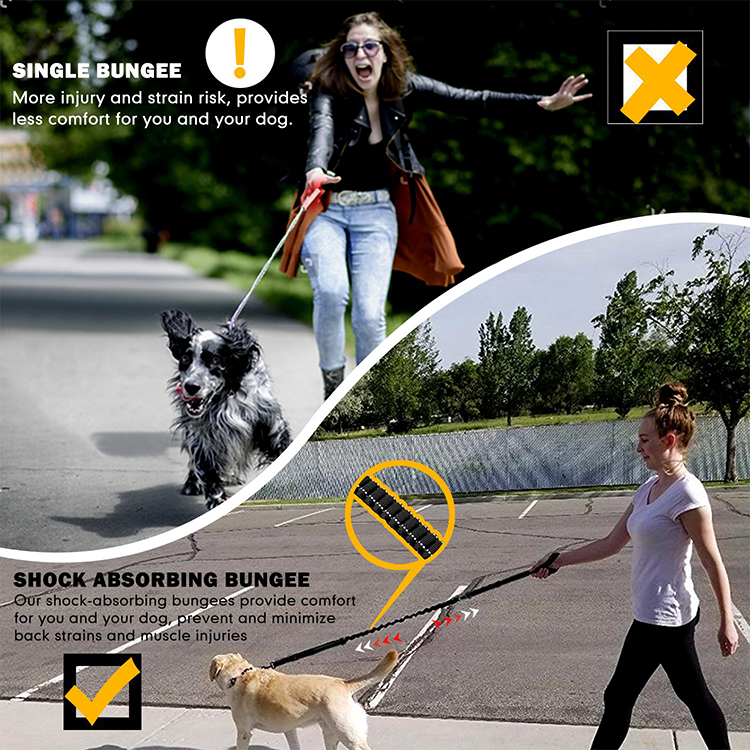 Heavy Duty 4-6FT Bungee Dog Paracord Leash Durable Car Seat Belt Walking Running Training Pet Leash with Zinc Alloy Carabiner
