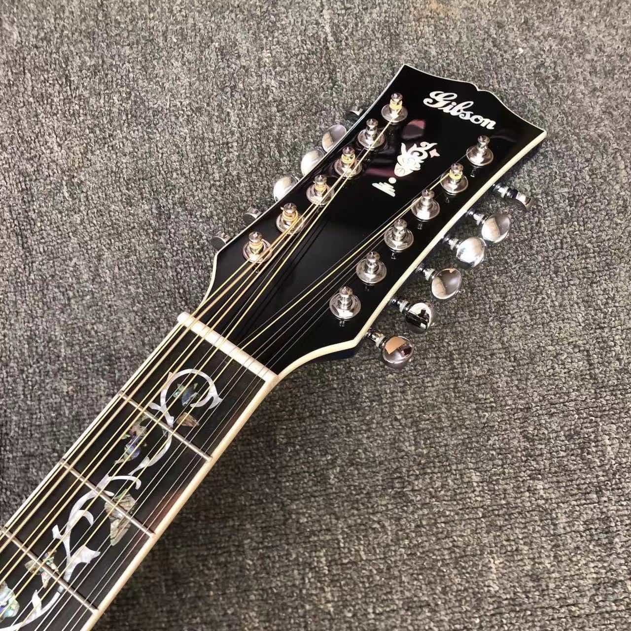 Custom 12 strings Blue color G200 classic acoustic guitar, Solid Sprue top,Factory Custom Maple body guitar