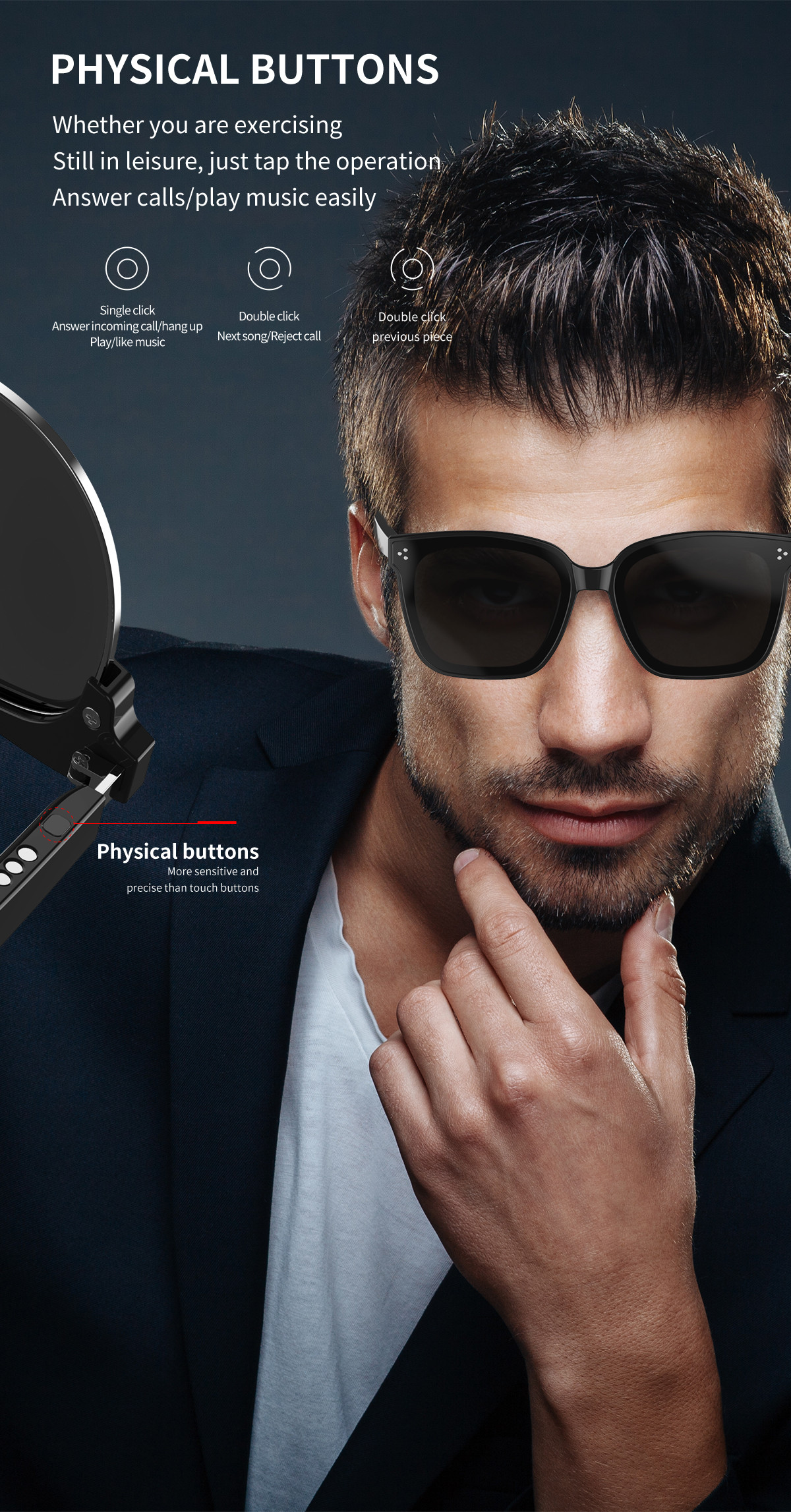 High End Smart Sunglasses Wireless Bluetooth 5.0 Hands-Free Calling Music Audio TWS Google Voice Control Polarized sungl