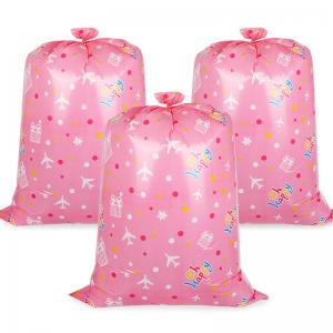 China Holiday Christmas Pink Plane Jumbo Plastic Gift Bags CMYK Printing wholesale