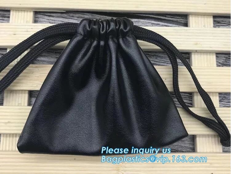Custom PU Leather Drawstring Bags Leather Pouches with LOGO,Waterproof PU Leather Drawstring Bag, Bagease, Bagplastics