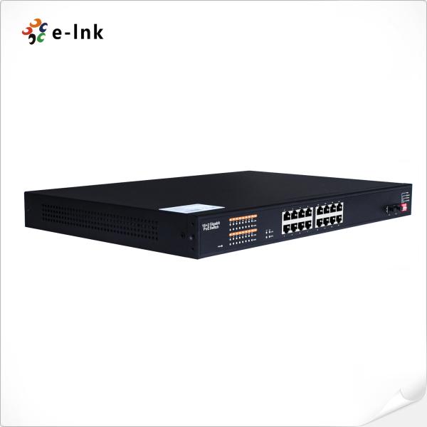 Ethernet 16 Port 12V DC Poe Switch 10/100/1000M Gigabit + 2 X 100/1000M SFP