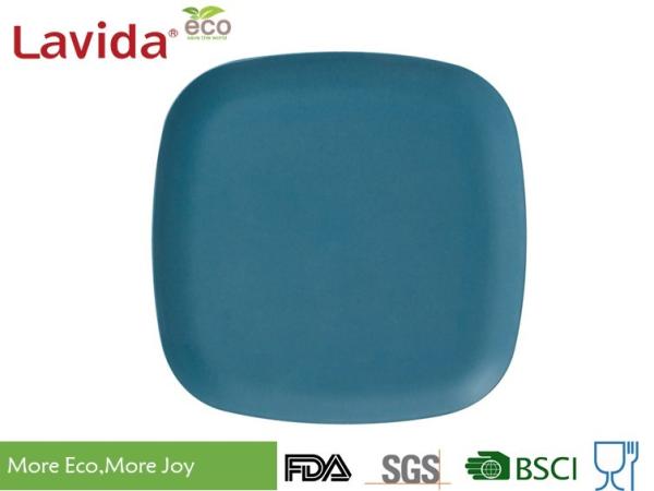 Bright Color Durable Bamboo Square Plates BPA / Phthalate Free 10" 25cm For
