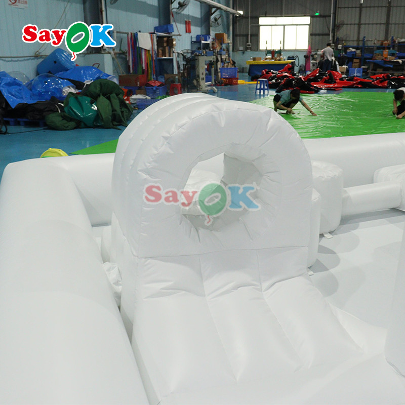 Customized Commercial Soft Play Equipment White Splash Pad Inflatable Water Park Bouncing Castle Slide