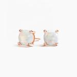 18K Gold 6MM Solitaire Opal Stud Earrings For Women And Girls Fine Jewelry