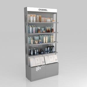 China Beauty Shop Cabinet Grey Wooden Counter, Fashionable And Simple With Light Box For Space-Saving Shop Display Furniture And Customized Store Design wholesale